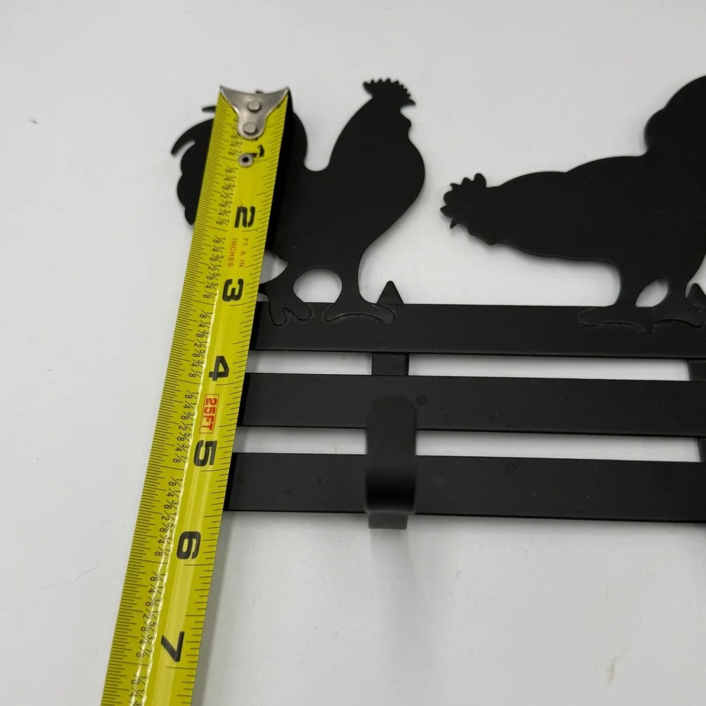 Unbranded Rooster Wall Hook Rack Home Black Metal Farmhouse Decor 4 Hooks